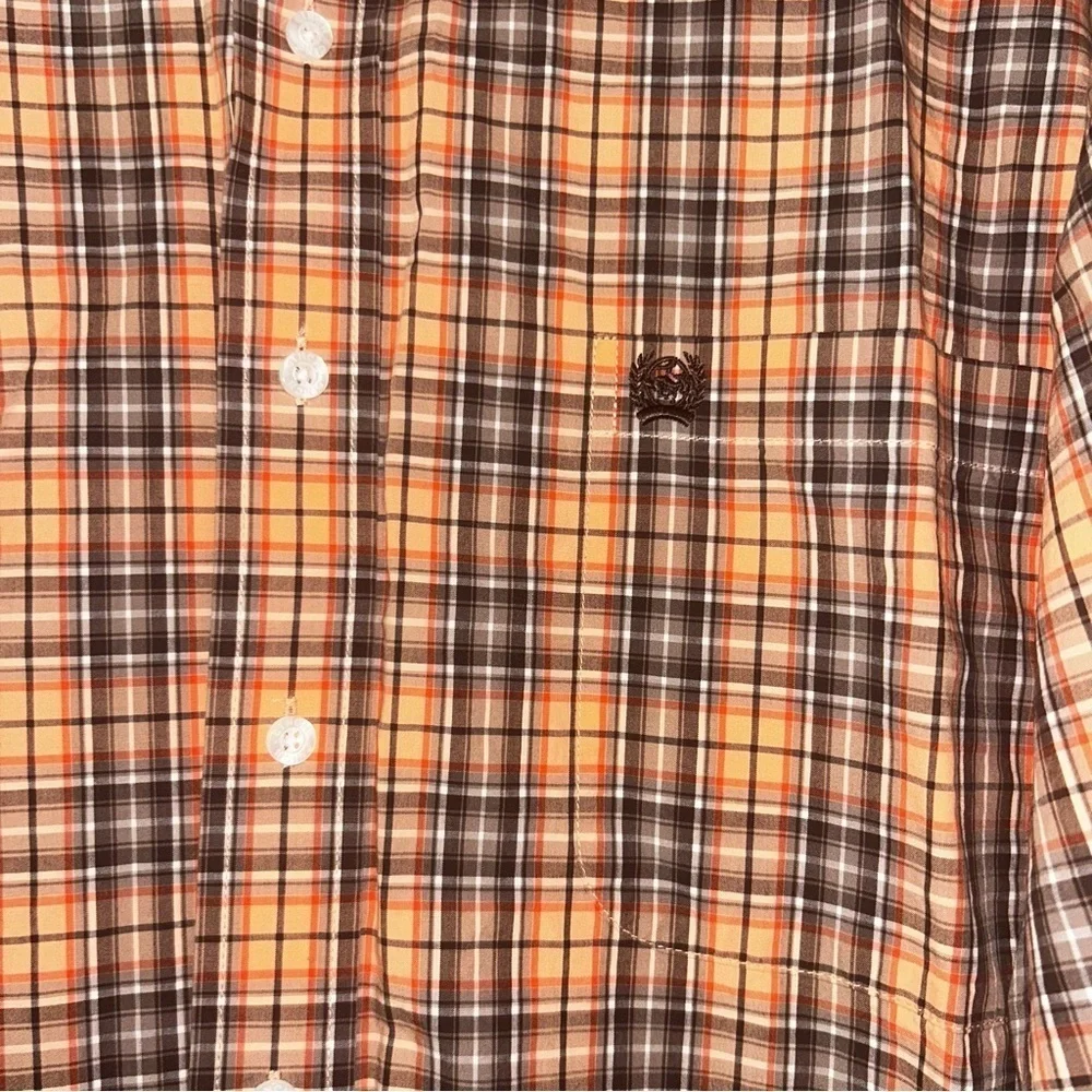 Cinch Men's Orange Plaid Shirt Long Sleeve Cowboy Button Up Large